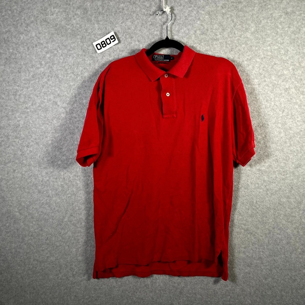 Polo By Ralph Lauren Polo Shirt Mens Medium Red Cotton High Low Hem Golf Tennis
